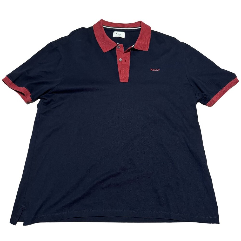 Bally Black Short Sleeve Mother of Pearl Button Collared Polo Shirt Men's 44